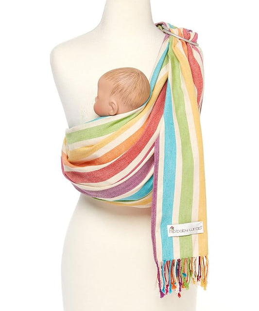 Hip Baby Wrap Ring Sling Baby Carrier for Infants and Toddlers - 100% Soft Cotton Baby Wraps Carrier for Babies 8-35 lbs - Perfect Baby Shower Gifts Moms and Dads - Nursing Cover (Mediterranean)-BubblyBeeBaby