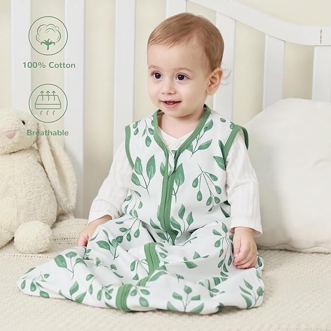 JELLYMONI Baby Sleep Sack 12-18 Months 100% Cotton Wearable Blanket, 0.5 TOG Soft Lightweight Toddler Sleeping Sack 3 Pack 2-Way Zipper Newborn Sleep Sacks-BubblyBeeBaby