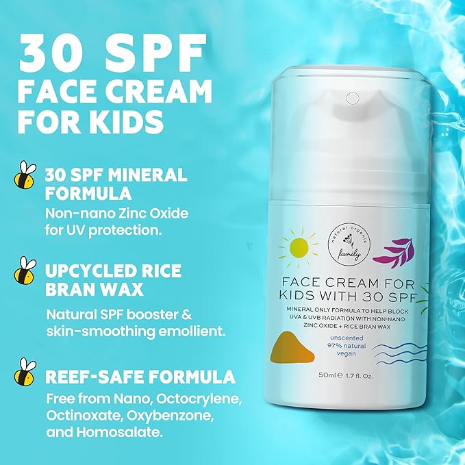 Kid Face Sunscreen Moisturizer with SPF – SPF 30 Mineral Face Sunscreen – Lightweight, Non-Greasy, Reef-Safe with Zinc Oxide & Niacinamide – Broad-Spectrum UV Protection – Daily Moisturizer for Kids-BubblyBeeBaby