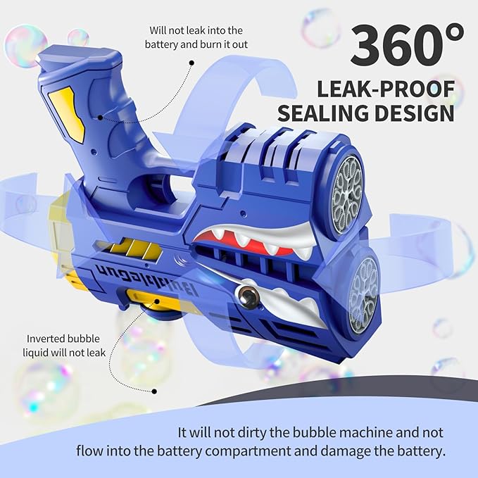 Jasny 2 Pack Bubble Guns for Kids, Rechargeable LED Light Up Dinosaur Bubbles Machine Blower with 2 Bottles Refill Solution for Toddlers 4-8, Birthday Gift-BubblyBeeBaby