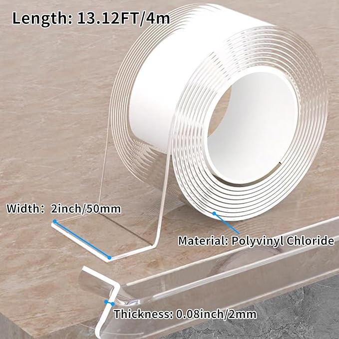 13.12 FT Edge Corner Protector Baby Proofing,Soft Clear Furniture Table Corner Guard & Edge Safety Cabinet Door Bumper,Crib Bumpers,Wall Protector(Width 2 in，Thickness 0.08 in)-BubblyBeeBaby