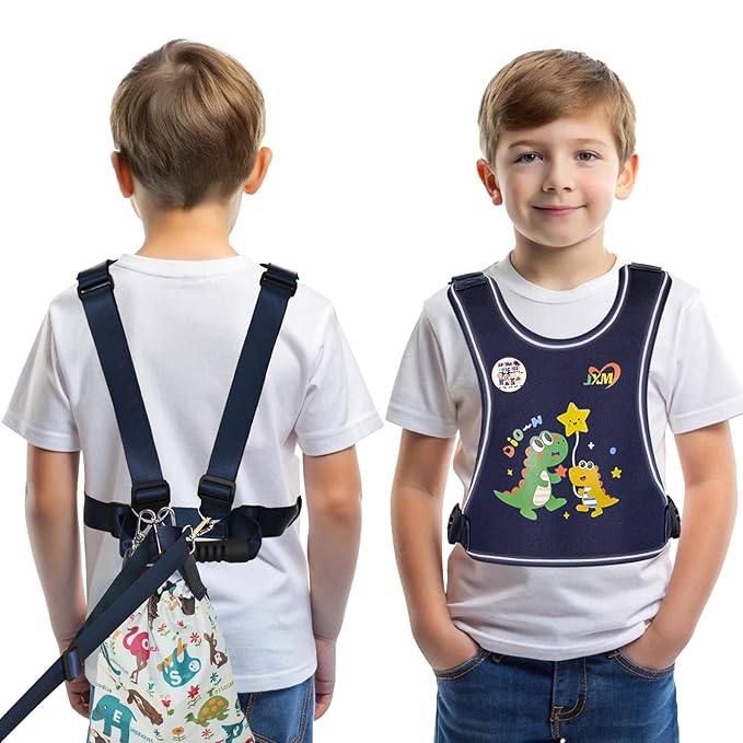 2025 New Safety Harness for Autism and Special Needs Child (3-6 yrs), Anti-Elopement Vest Harness with Light Reflector and Grab Handle for Active, Autistic ADHD Kids,Adjustable Tether Leash with Pouch-BubblyBeeBaby