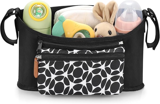 Accmor Universal Stroller Organizer with Detachable Phone Bag, Stroller Bag Caddy Organizer Stroller Accessories for Uppababy, Baby Jogger, Nuna, Doona, Britax Strollers-BubblyBeeBaby