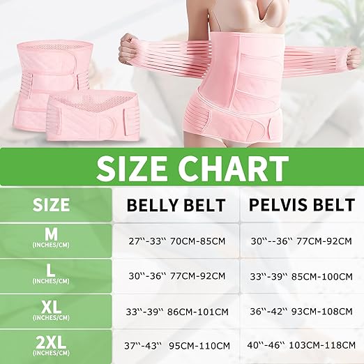 2 in 1 Postpartum Belly Band Wrap Pink, C-Section Support Belt X-Large, Post Partum Support Recovery Waist/Pelvis Belt, Hysterectomy Belly Band Binder Girdle Stomach-BubblyBeeBaby