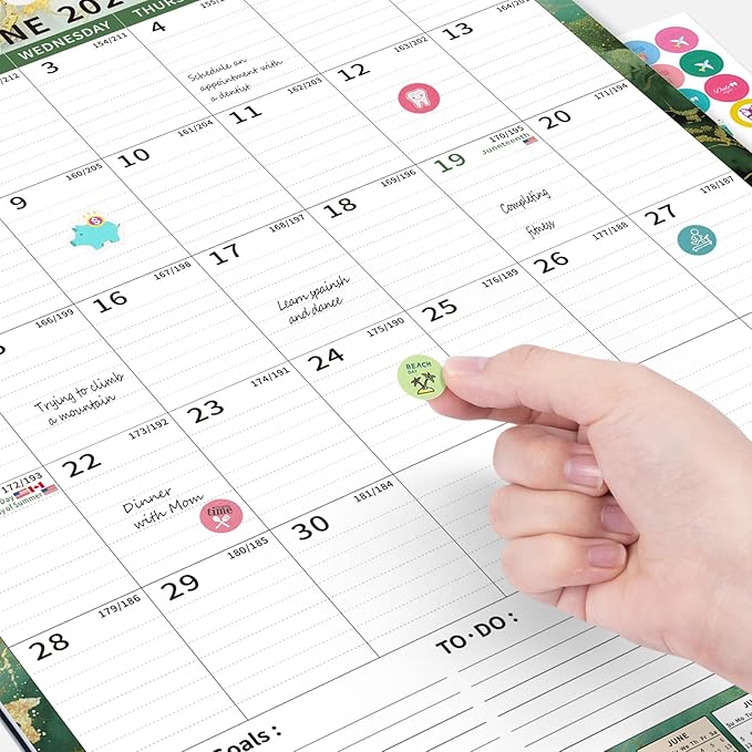 2025 Calendar, Wall Calendar 2025-2026 (17"x22") with Lines, Monthly Calendar from Jul 2025 to Dec 2026, 18 Month Vertical Large Monthly Family Calendar 2026 for Wall, Calendario 2026-BubblyBeeBaby