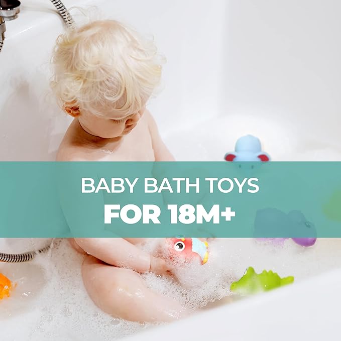 Hely Cancy Infant Bath Toys for 18 Months - No Hole Animal Bathtub Toys, Baby Bath Tub Toys-BubblyBeeBaby