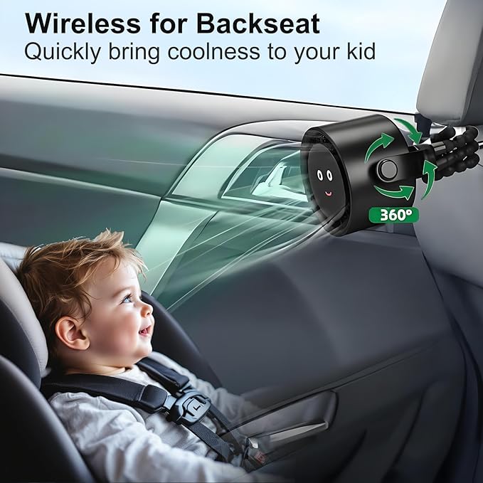 5000mAh Portable Stroller Fan with LCD Display, 5-Speed, Rechargeable Battery Operated, 360° Rotation, Tripod Clip, 17-Hour Battery Life for Carseat, Strollers, Cribs, Wheelchairs, Bedrooms & Travel-BubblyBeeBaby