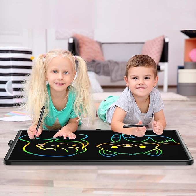 15 Inch LCD Writing Tablet for Kids, Large Kids Drawing Pad, Rechargeable Drawing Tablets, Drawing Supplies Toys Gifts for 3-8 Year Old Girls Boys, Black Drawing Board-BubblyBeeBaby
