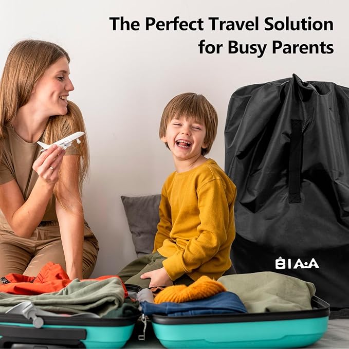 elaia Car Seat Travel Bag for Airplane, Waterproof Wearable with Straps, Large Capacity Padded Car Seat Check Bag, Perfect for Air Travel, Family Vacations, and Parents with Infants-BubblyBeeBaby