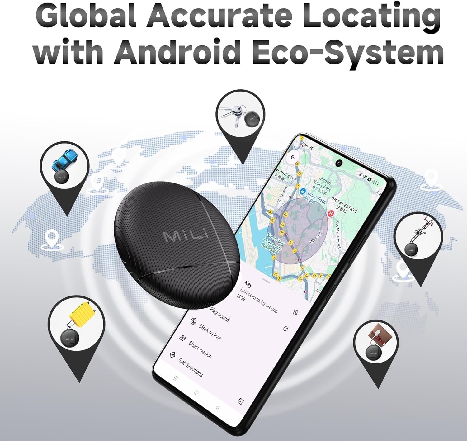 LiTag - Bluetooth Tracker for Android Phones. Google Certified Item Locator. Smart Tracking Tag for Google Find My Device (Find Hub) App. Finder for Keys, Luggage, Suitcase, Backpack, Purse (1 Pack)