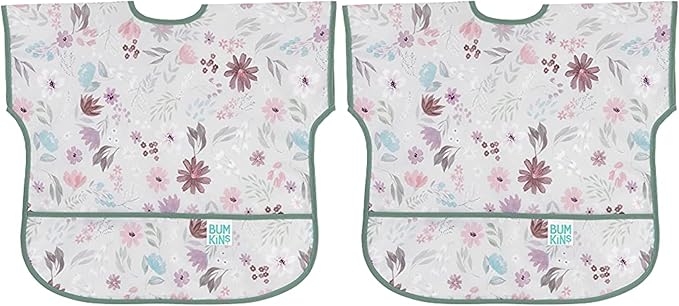 Bumkins Bibs - Toddler Bibs, Waterproof, Large for 1-3 Years, Short Sleeve-BubblyBeeBaby