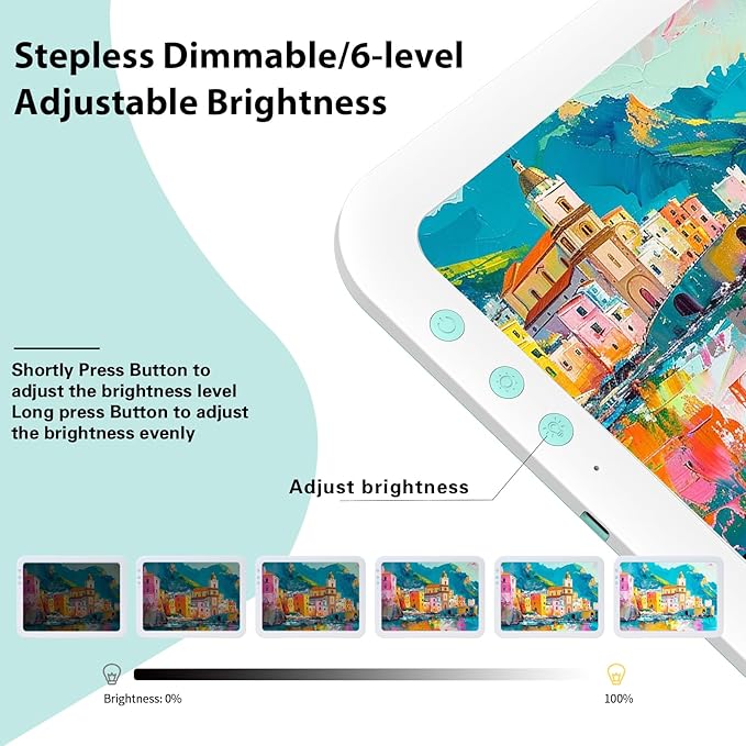 HIUKCOLED Wireless Battery Powered A3 Light Pad, 3 Colors Stepless Dimmable and 6 Levels Brightness Light Board, Rechargeable LED Light Tracing Box for Diamond Painting,Cricut Weeding Vinyl Tools-BubblyBeeBaby