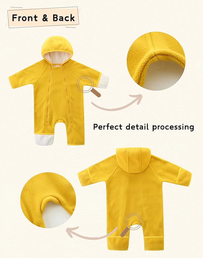 Newborn Baby Fleece Jumpsuit Girls Boys Winter Hooded Coverall Romper Cute Baby Snowsuit Clothes-BubblyBeeBaby
