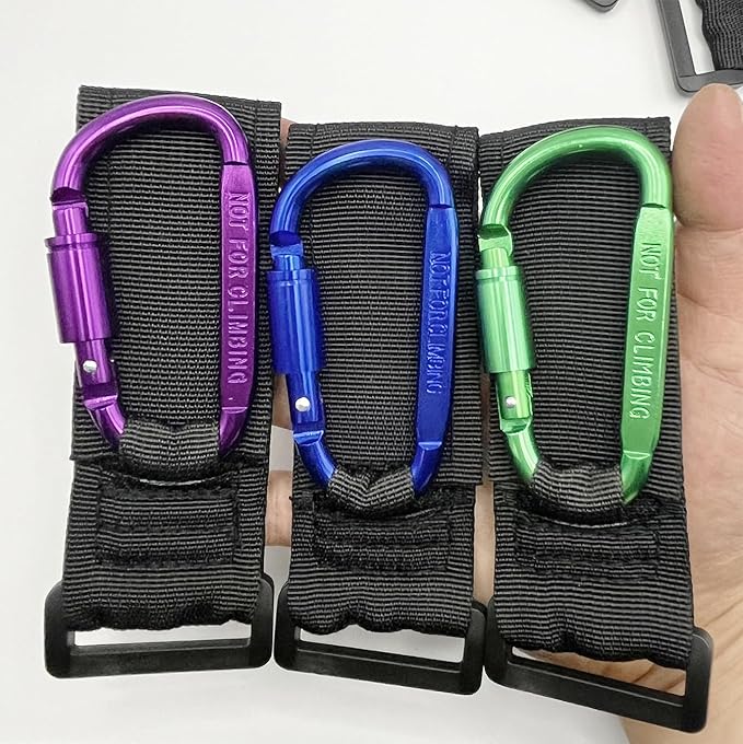 Baby Stroller Hook, Carry 30 lbs per Stroller Carabiner Clip, Adjustable Baby Stroller & Car Seat Hook for Hanging Diaper Bag, Wheelchair,Golf cart, Shopping and Pet Cart(2 Pcs Blue)-BubblyBeeBaby