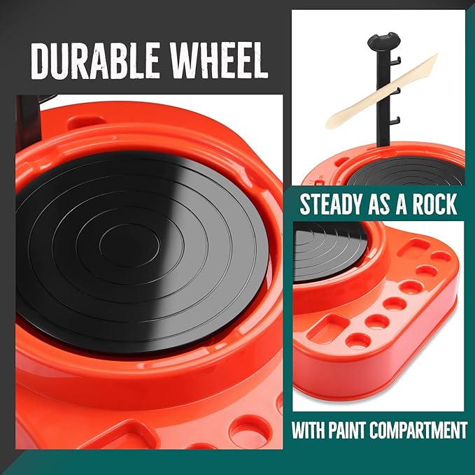 Insnug Pottery Wheel for Kids - Complete Pottery Kit for Beginners, Upgraded Sculpting Clay Tools, Air Dry Clay & Arts Supplies, Mini Pottery Wheel Crafts Kits for Kids Girls Boys Ages 8-12-BubblyBeeBaby