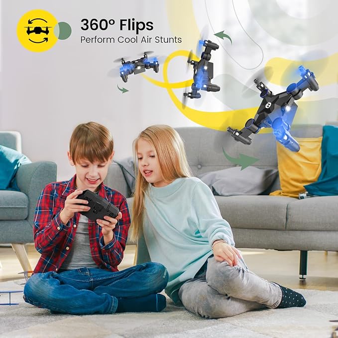 Holy Stone HS190 Foldable Mini Drone for Kids Beginners, RC Nano Quadcopter with Altitude Hold, 3D Flips, High Speeds Rotation, Headless Mode, Throw to Go, One Key Return, Great Gift Toys for Boys and Girls, Blue-BubblyBeeBaby