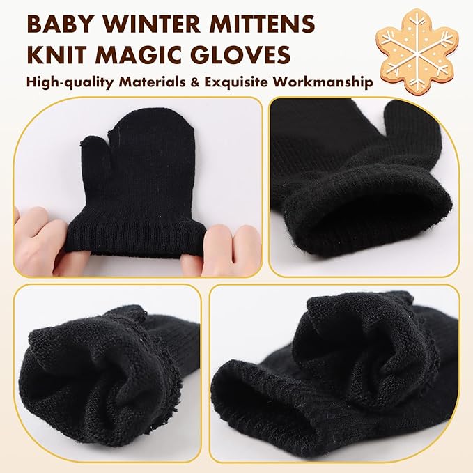 Baby Winter Mittens Toddler Stretch Knit Gloves Magic Warm Glove for Baby Boys Girls-BubblyBeeBaby