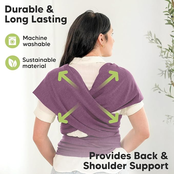 KeaBabies Baby Wrap Carrier - All in 1 Original Baby Carrier Newborn to Toddler Sling, Easy to Wear, Hands Free Bonding, Lightweight, Breathable Infant Wraps (Dark Mauve)-BubblyBeeBaby