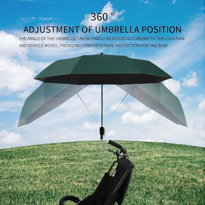 Clip-on Umbrella for Stroller Sunshade, Adjustable Steering Angle, Handle Included, Compact and Lightweight, Suitable for All Kinds of Strollers-BubblyBeeBaby