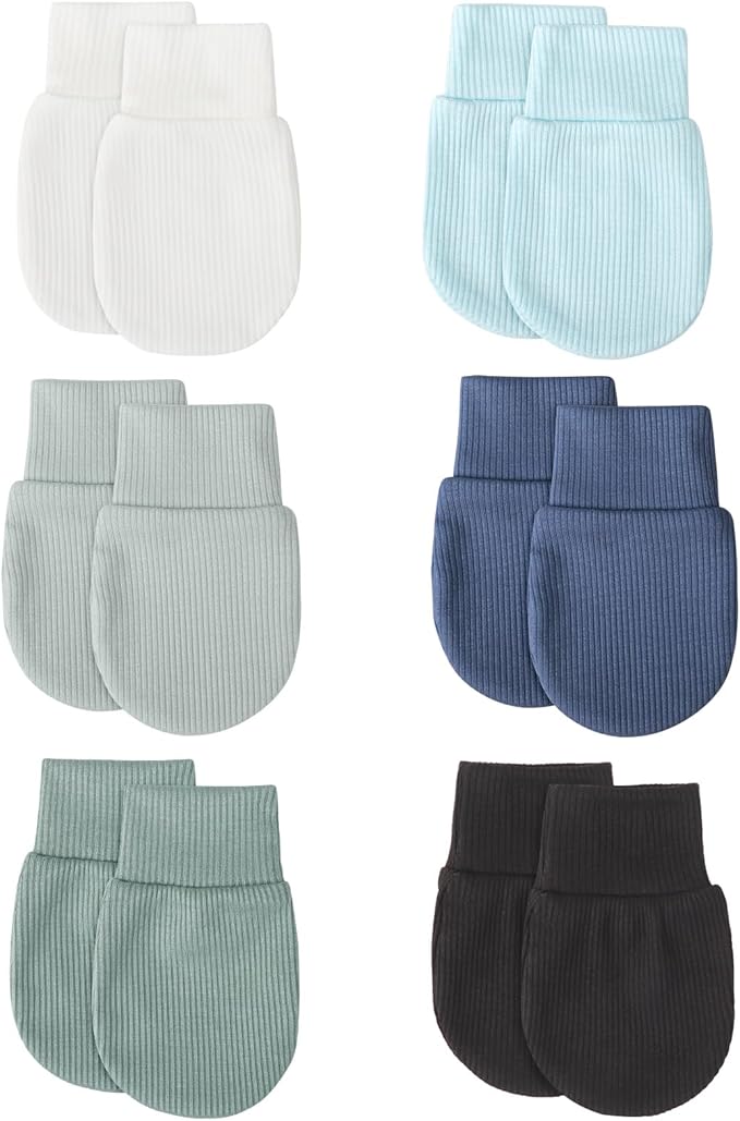 BQUBO 6 Pairs Newborn Baby Boys Girls Mittens 0-6 Months Unisex-Baby Infant Mittens Elastic No Scratch Wrist Gloves-BubblyBeeBaby