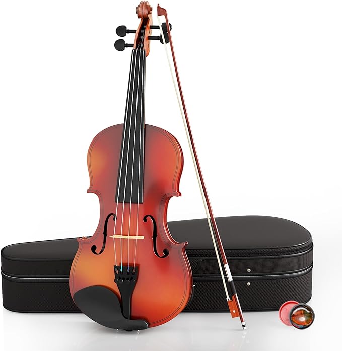 1/2 Violin Kit, Beginner Violin for Kids, Students, Complete Kids Violins Set with Case, Bow, Rosin, Ideal for Kids Violins Beginner Ages 5-9, Brown-BubblyBeeBaby