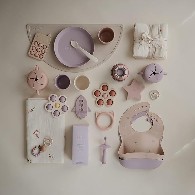 mushie Silicone Baby Bib | Adjustable Fit Waterproof Bibs (Daisy)-BubblyBeeBaby