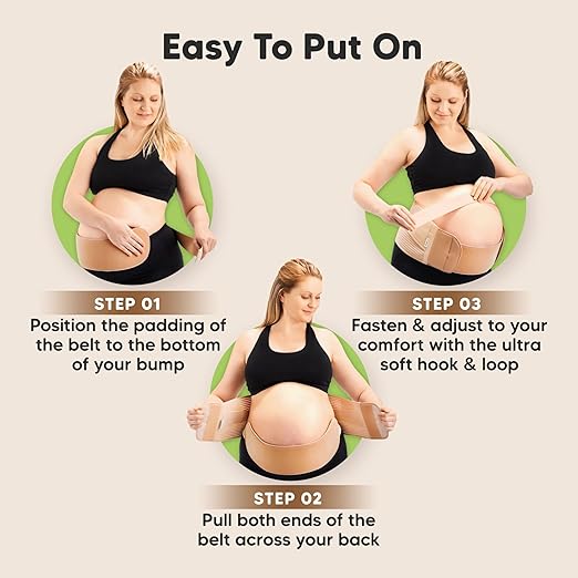 2-in-1 Maternity Belly Bands for Pregnant Women - Easy to Use Pregnancy Belly Support Band for Back, Pelvic, Hip, Adjustable Maternity Belt Support, Comfortable & Soft (Classic Ivory, One Size)-BubblyBeeBaby