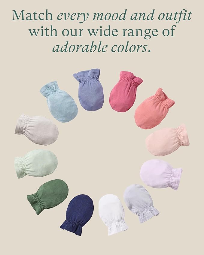 SuperSoft Baby Mittens, Bamboo Viscose Infant Newborn Mittens for Girls Boys No Scratch Gloves 6 Pack-BubblyBeeBaby