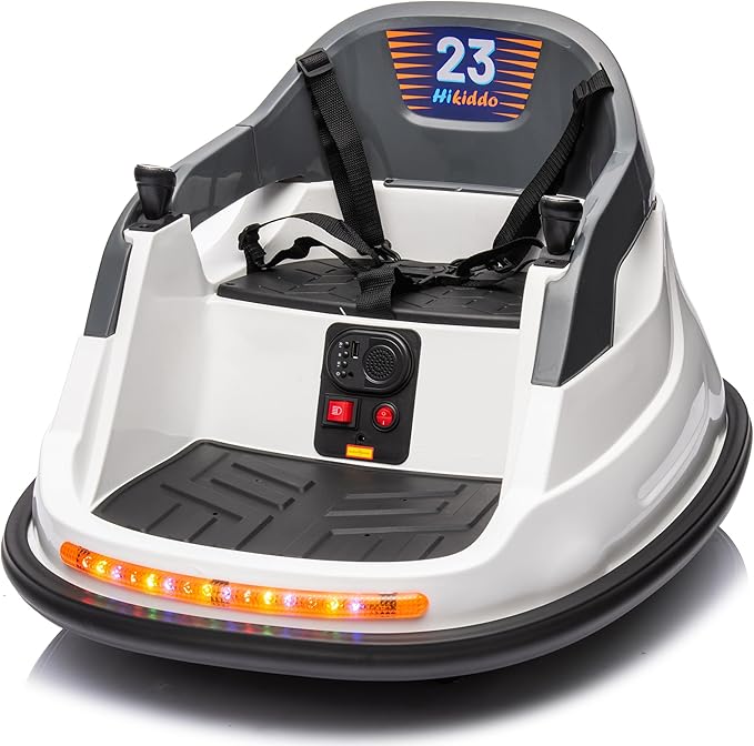 12V Kids Bumper Car, Electric Baby Bumper Car for Toddlers with Remote Control, 3 Speeds - White-BubblyBeeBaby