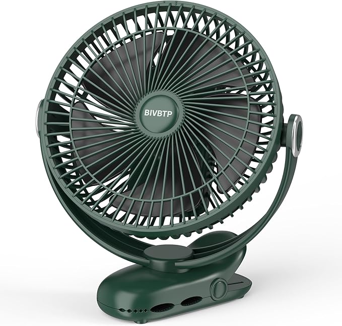 12000mAh Clip on Fan 30H Longest Runtime, 8in Portable Fan Rechargeable, Ultra Quiet with Heavy-Duty Clamp, USB Desk Fans for Golf Cart,Office Desk, Treadmill, Camping, Bedroom-BubblyBeeBaby