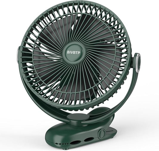 12000mAh Clip on Fan 30H Longest Runtime, 8in Portable Fan Rechargeable, Ultra Quiet with Heavy-Duty Clamp, USB Desk Fans for Golf Cart,Office Desk, Treadmill, Camping, Bedroom-BubblyBeeBaby