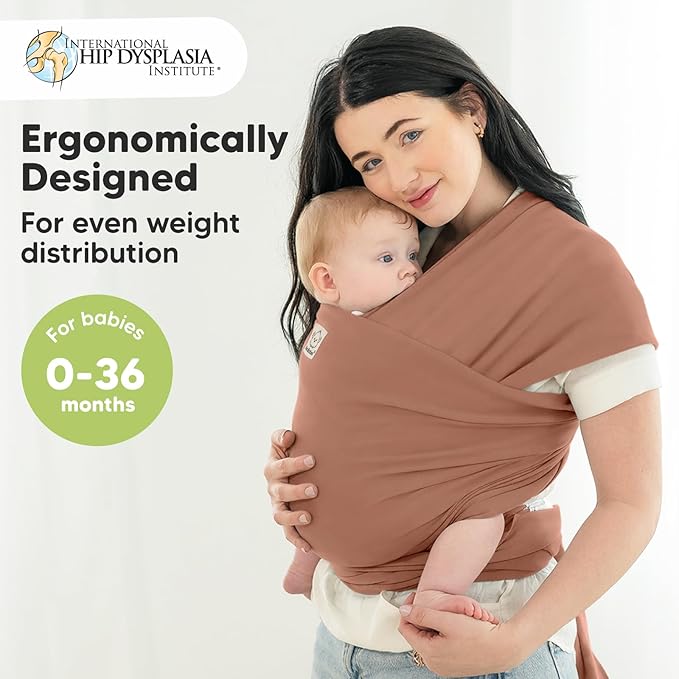 KeaBabies Baby Wrap Carrier - All in 1 Original Baby Carrier Newborn to Toddler Sling, Easy to Wear, Hands Free Bonding, Lightweight, Breathable Infant Wraps (Terracotta)-BubblyBeeBaby