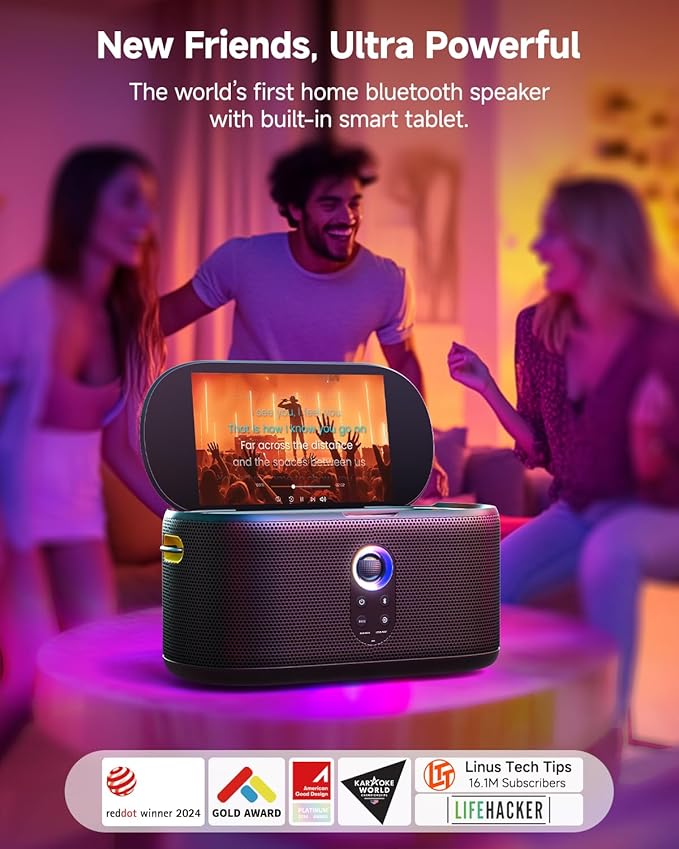 Karaoke Machine for Adults, with Lyrics Display, Karaoke System for YouTube, 280W Speaker, Autotune & EQ, Connect to TV, Portable PA System with 2 Wireless Microphones for Home Outdoor Party-BubblyBeeBaby
