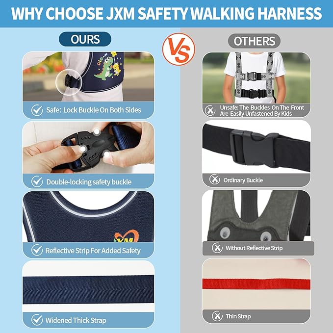 2025 New Safety Harness for Autism and Special Needs Child (3-6 yrs), Anti-Elopement Vest Harness with Light Reflector and Grab Handle for Active, Autistic ADHD Kids,Adjustable Tether Leash with Pouch-BubblyBeeBaby