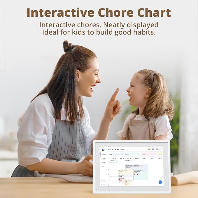 10.1" Digital Calendar Chore Chart – 1080P Full HD Interactive Touchscreen, Smart Family Planner, Hearth Display Digital Wall & Desk Mountable for Seamless Scheduling-BubblyBeeBaby
