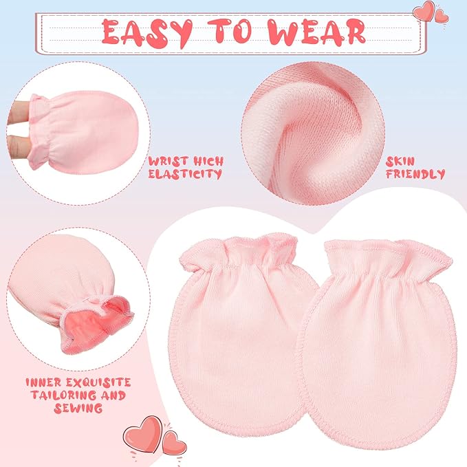 Syhood 6 Pairs Newborn Baby Mittens Cotton No Scratch Infant Gloves Mitten for Baby 0-6 Months Boys Girls-BubblyBeeBaby