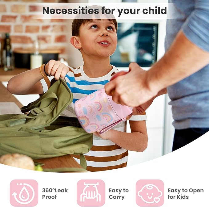 17oz Soup Thermo for Hot Food Kids,Insulated Food Jar with Spoon,Thermo Hot Food Lunch Container,Wide Mouth Leakproof Stainless Steel Lunch Box for School-Rainbow-BubblyBeeBaby