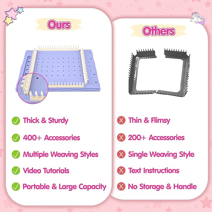 2-in-1 400 Pcs Friendship Bracelet Making Kit for Girls,Weaving Loom Kit Toys, Craft Kits for Kids,Age 6-12 Year Old Girls Gifts Ideas, Bracelet & Coaster & Bag Weaving Making kit-BubblyBeeBaby