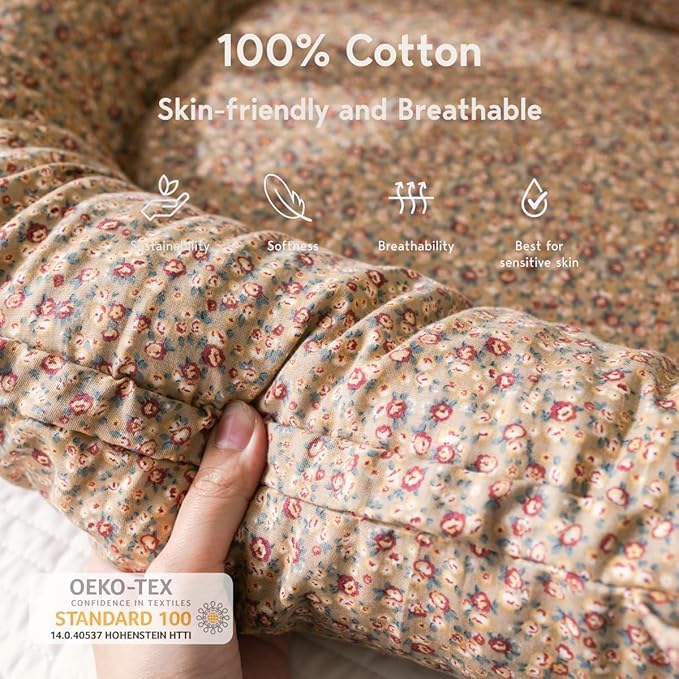 Infant Lounger, Baby Nest Cover for Baby Girls & Boys, Newborn Essentials for Baby 0-18+ Months, 100% Cotton Breathable (Brown Blossom_, Cotton_Muslin)-BubblyBeeBaby