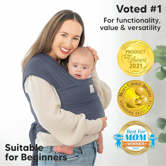 KeaBabies Baby Wrap Carrier - All in 1 Original Baby Carrier Newborn to Toddler Sling, Easy to Wear, Hands Free Bonding, Lightweight, Breathable Infant Wraps (Raven)-BubblyBeeBaby