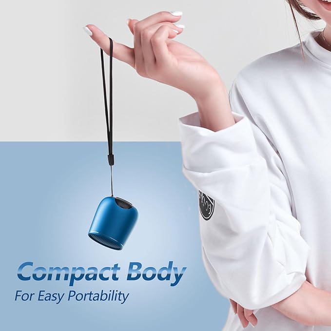 INSMY Small Bluetooth Speaker, Waterproof Mini Portable Wireless Speaker, Punchy Bass Rich Audio Stereo Pairing, Handheld Pocket Size, Built in Mic for Hiking Gift Laptop Tablet (Blue)-BubblyBeeBaby