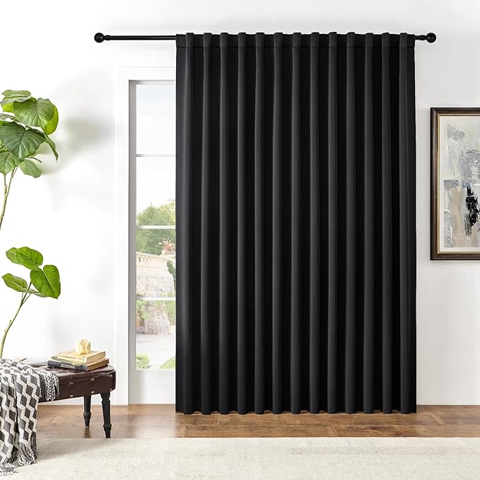 Joydeco Custom Blackout Curtains for Bedroom, 1 Panel Room Darkening Curtains & Drapes for Living Room Window Rod Pocket Back Tab (Custom Size,Black)-BubblyBeeBaby