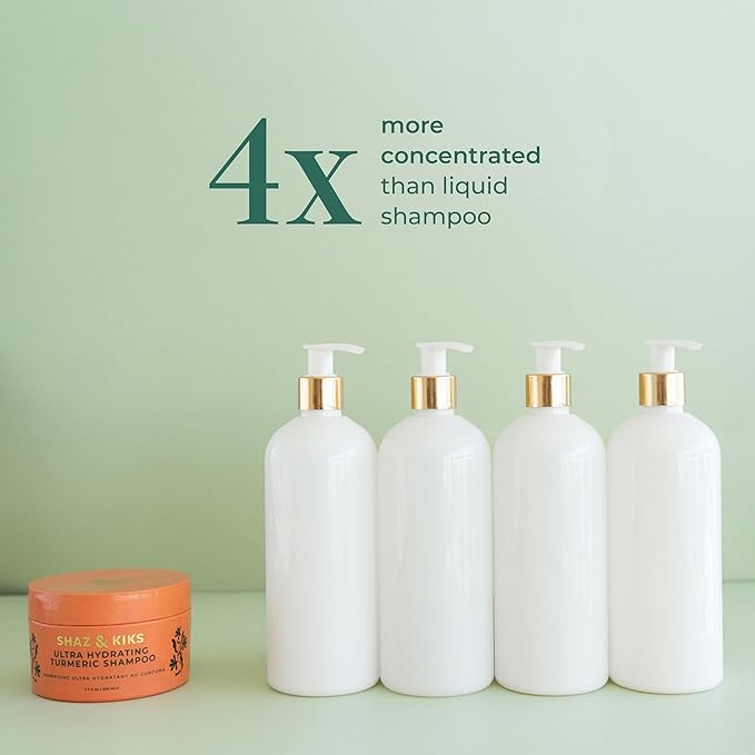 SHAZ & KIKS Ultra Hydrating Turmeric Shampoo | Sulfate-Free Shampoo for Dry, Itchy, Flaky Scalp | Deliver Deep Hydration with Turmeric & Kokum Butter, Travel Size-BubblyBeeBaby