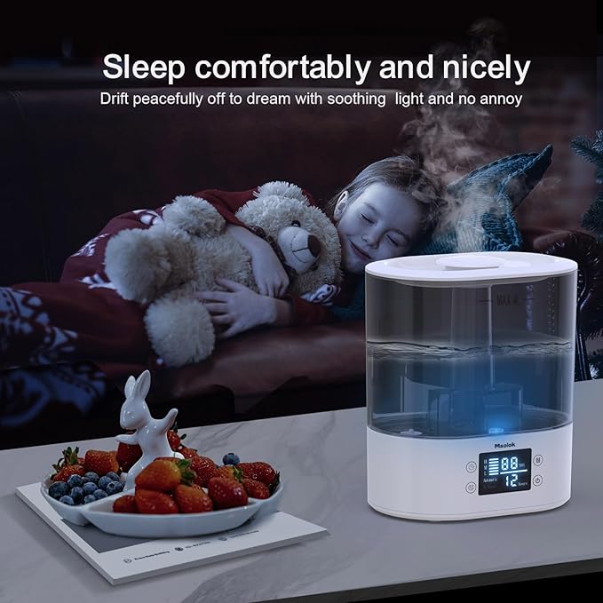 Humidifiers for Bedroom and Home & Baby - 4L Cool Mist Air Humidifiers for Plants, 26db Quiet Top Fill Air Humidifier Lasts Up to 40 Hours, Auto Shut-Off, Super Easy to Fill and Clean-BubblyBeeBaby