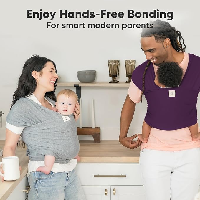 KeaBabies Baby Wrap Carrier - All in 1 Original Baby Carrier Newborn to Toddler Sling, Easy to Wear, Hands Free Bonding, Lightweight, Breathable Infant Wraps (Royal Purple)-BubblyBeeBaby