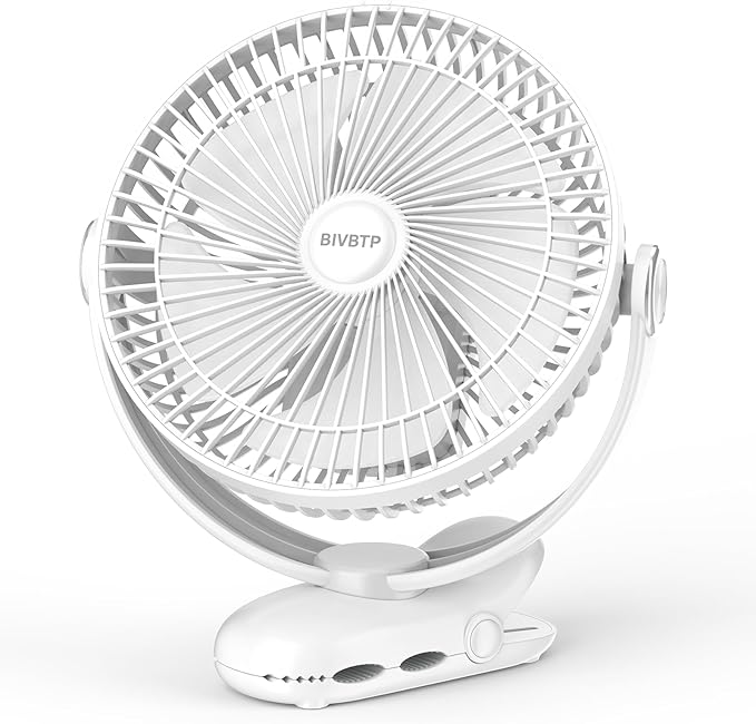 12000mAh Clip on Fan 30H Longest Runtime, 8in Portable Fan Rechargeable, Ultra Quiet with Heavy-Duty Clamp, USB Desk Fans for Golf Cart,Office Desk, Treadmill, Camping, Bedroom-BubblyBeeBaby
