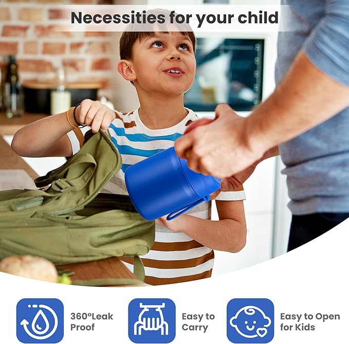 17oz Soup Thermo for Hot Food Kids,Insulated Food Jar with Spoon,Thermo Hot Food Lunch Container,Wide Mouth Leakproof Stainless Steel Lunch Box for School(Blue)-BubblyBeeBaby