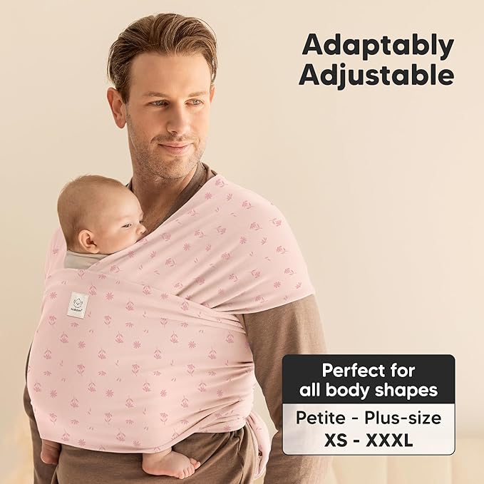 KeaBabies Baby Wrap Carrier - All in 1 Original Baby Carrier Newborn to Toddler Sling, Easy to Wear, Hands Free Bonding, Lightweight, Breathable Infant Wraps (Pink Daisies)-BubblyBeeBaby