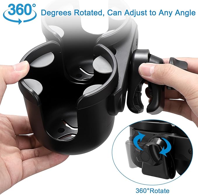 Accmor Stroller Cup Holder, Bike Cup Holder, Universal Cup Holder for Uppababy Nuna Doona Strollers, 2-in-1 Cup Phone Holder for Stroller, Bike, Wheelchair, Walker, Scooter-BubblyBeeBaby