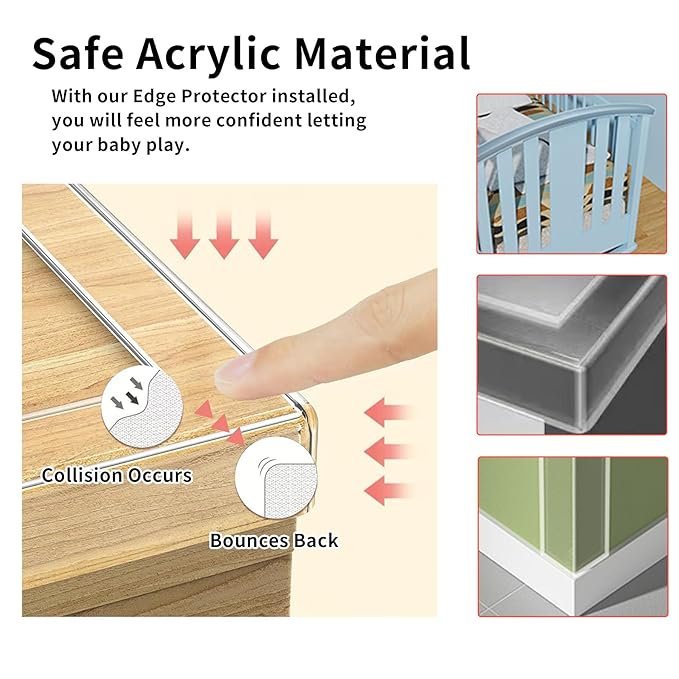 2.6in x 9.84Ft,Soft Corner Protectors for Furniture,Table Corner Protectors,Cabinet Bumpers,Wall Corner Protector,Window Clear Edge Protector Strip,Safe for Proof-BubblyBeeBaby